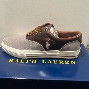 Polo Ralph Lauren Vaughn saddle shoe/ sneaker Gray/Tan Men’s 7D NIB